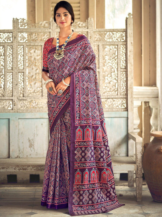 Ajrak Printed Sari