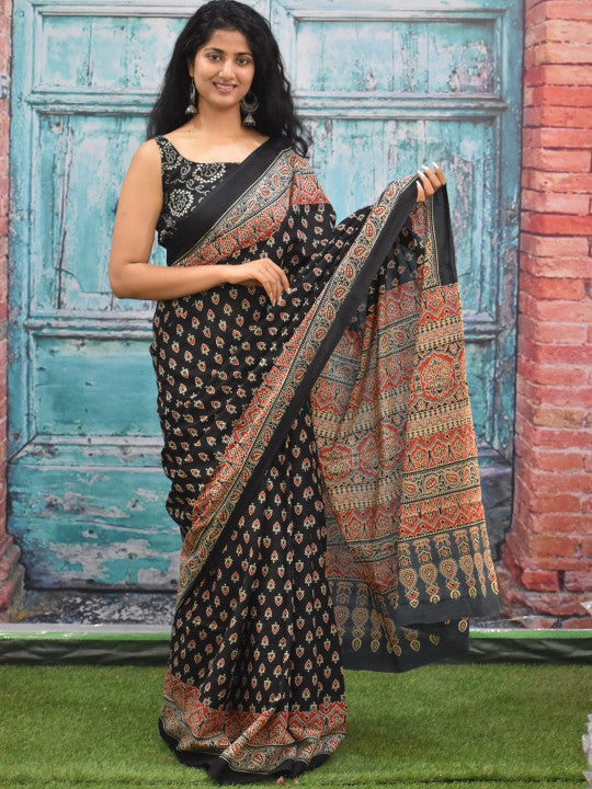 Cotton Block Print Saree
