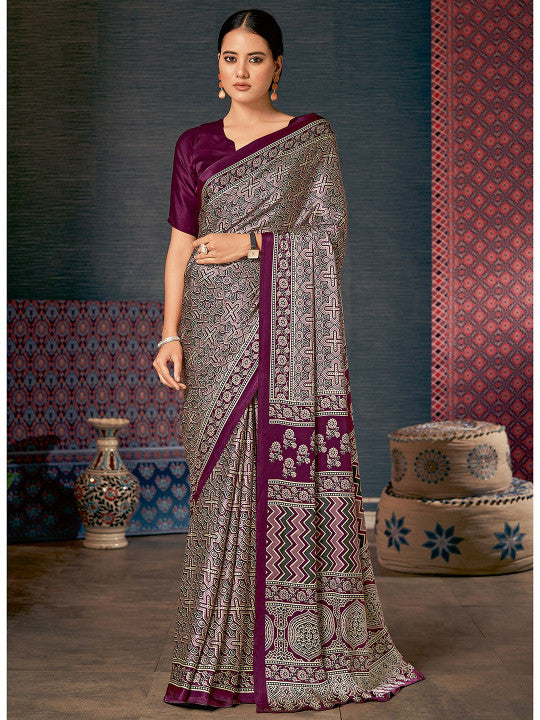 Ajrak Block Print Sari.