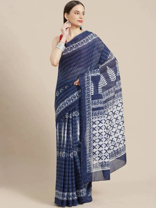 Ajrak Block Bagru Pure Cotton Saree (54895 )