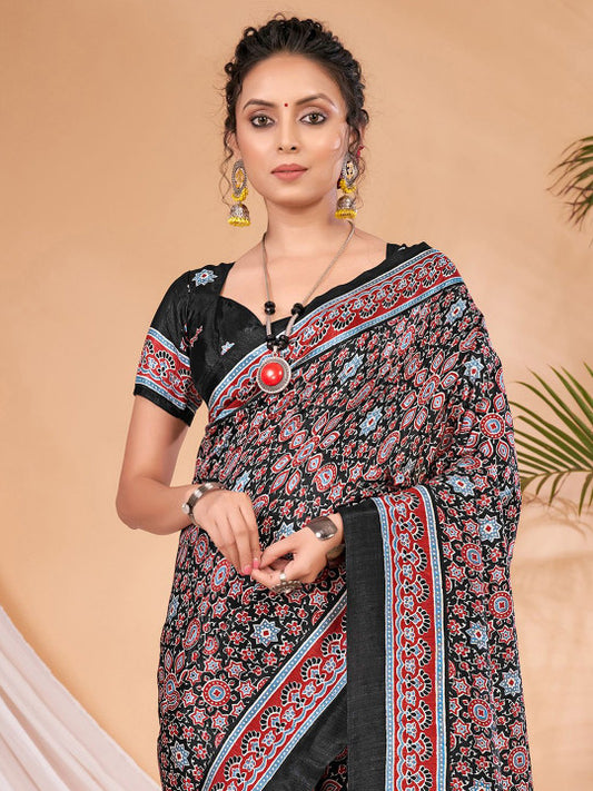 Ajrak Block Print Sarees