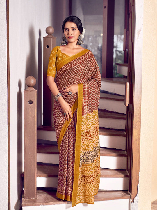 Ajrak Bagru Pure Cotton Saree (40768 )