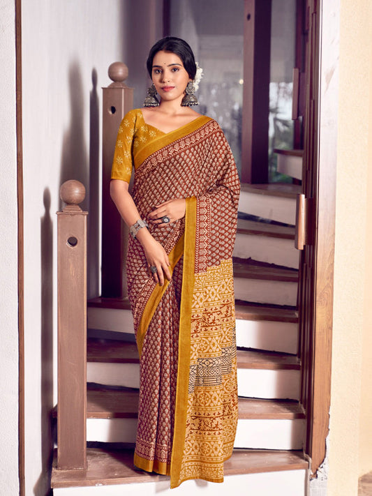 Ajrak Bagru Pure Cotton Saree (40768 )