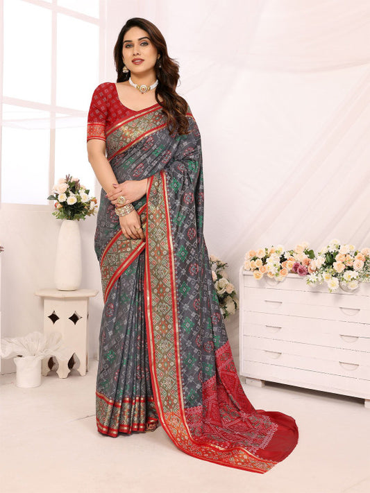 Ajrak Zari Patola Saree
