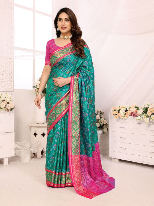 Ajrak Printed Patola Saree