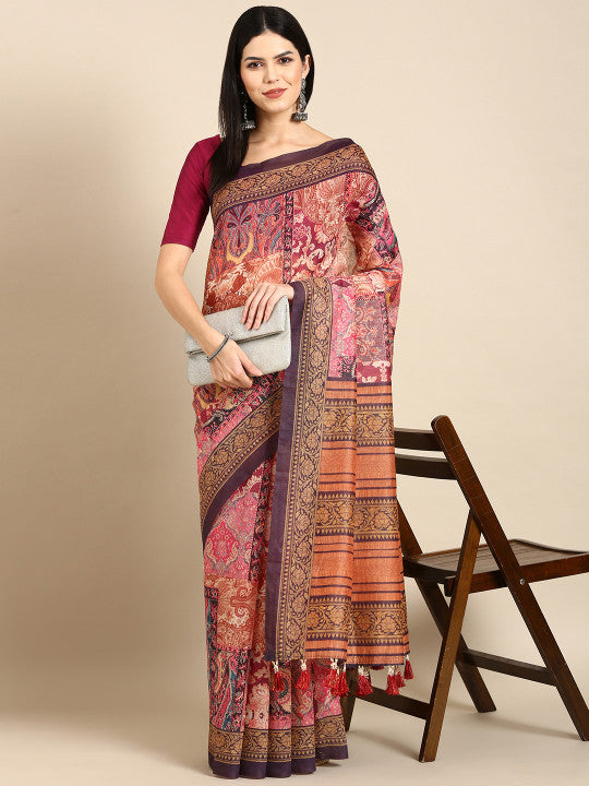 Ajrak Printed Chanderi Saree