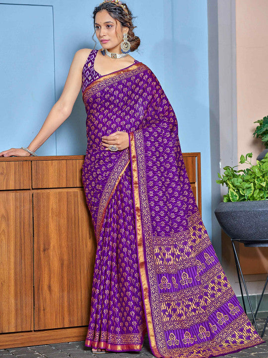 Ajrak Bagru Pure Cotton Sari