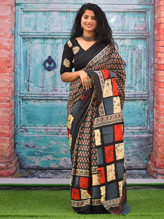 Ajrak Pure Cotton Saree