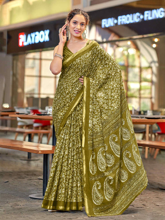 Ajrak Block Pure Cotton Saree (26966 )