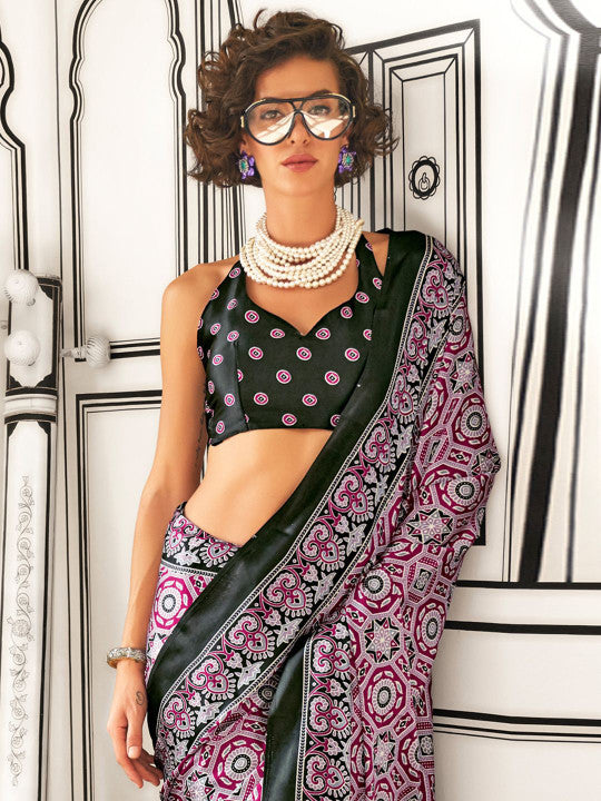 Block Print Pure Crepe Sarees