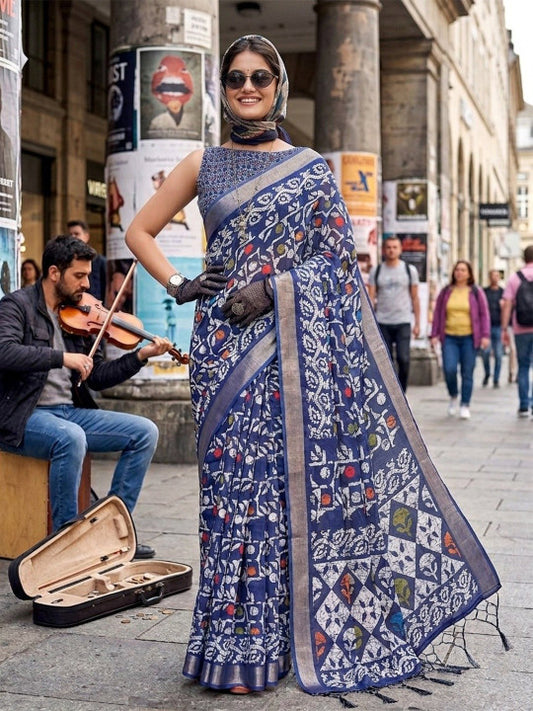 Floral Silk Cotton Saree (55828 )
